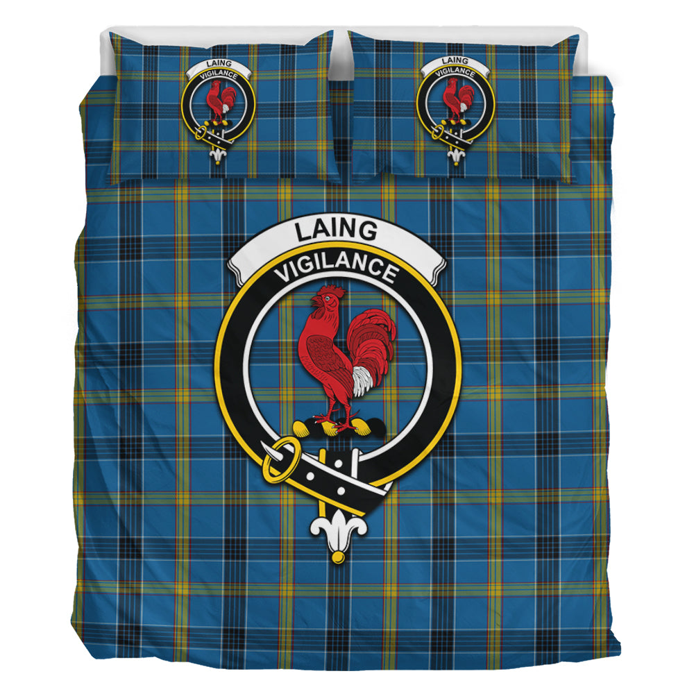 Laing Tartan Bedding Set with Family Crest - Tartan Vibes Clothing