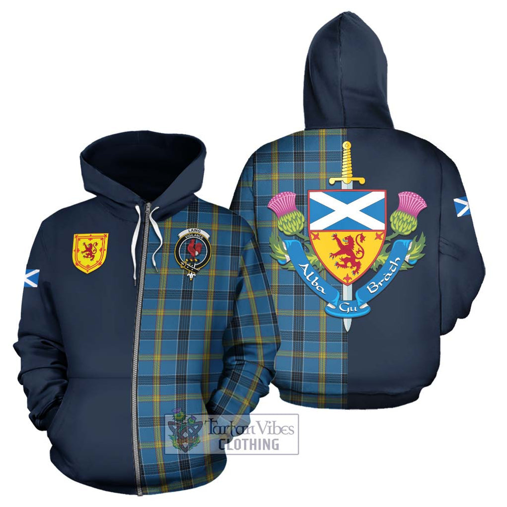 Tartan Vibes Clothing Laing Tartan Hoodie with Scottish Lion Royal Arm Half Style