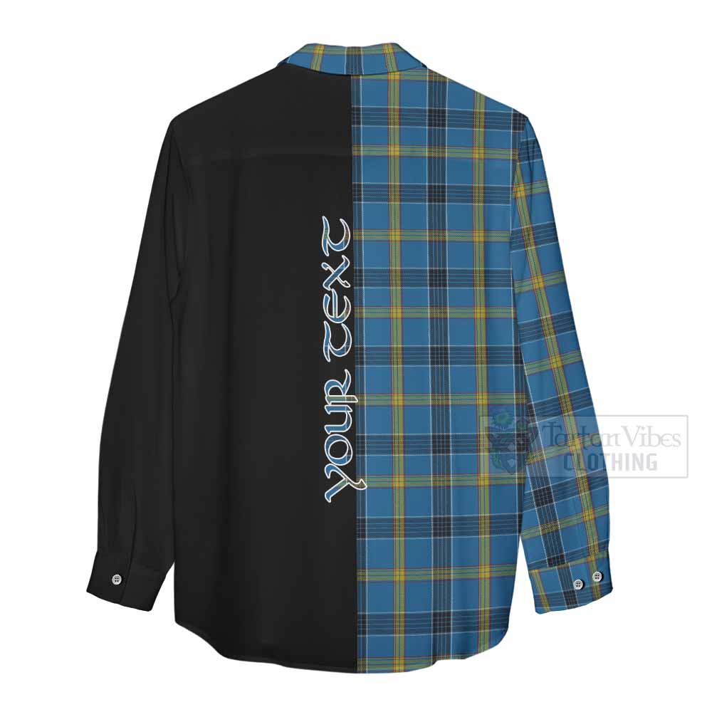 Tartan Vibes Clothing Laing Tartan Women's Casual Shirt with Family Crest and Half Of Me Style