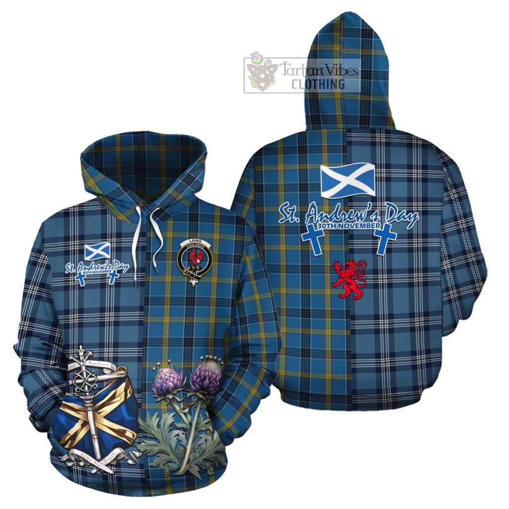 Tartan Vibes Clothing Laing Tartan Cotton Hoodie Happy St. Andrew's Day Half Tartan Style