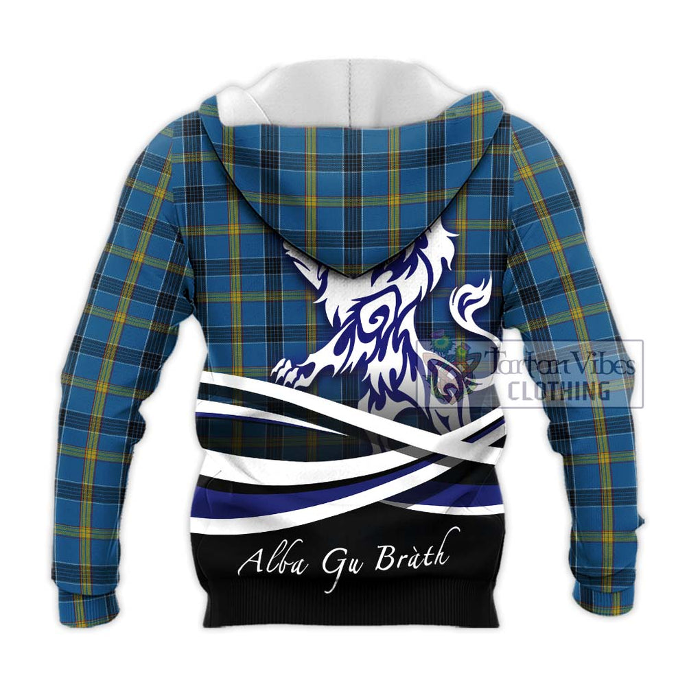 Laing Tartan Knitted Hoodie with Alba Gu Brath Regal Lion Emblem - Tartanvibesclothing Shop