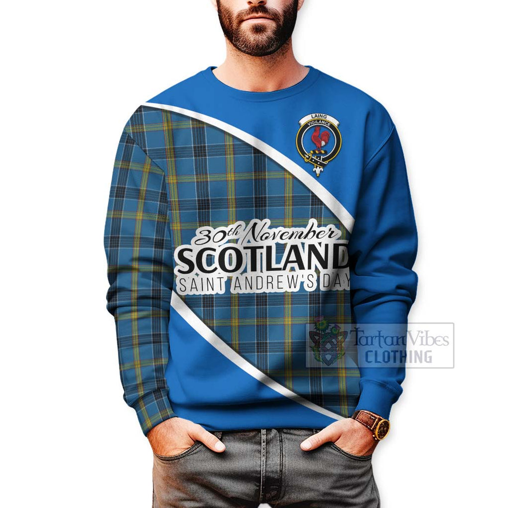 Tartan Vibes Clothing Laing Family Crest Tartan Sweatshirt Celebrate Saint Andrew's Day in Style