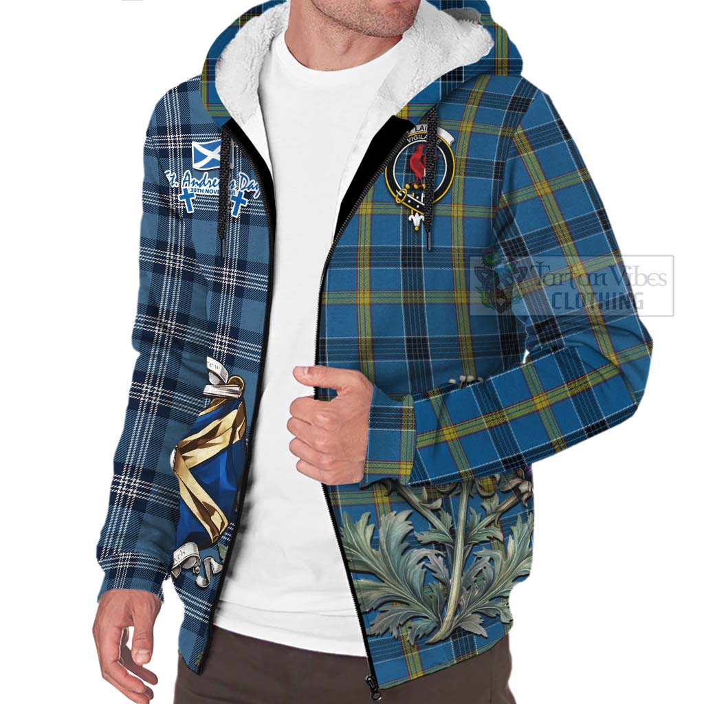 Tartan Vibes Clothing Laing Tartan Sherpa Hoodie Happy St. Andrew's Day Half Tartan Style