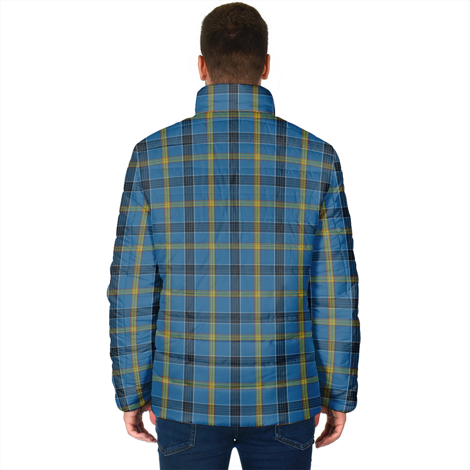 Laing Tartan Padded Jacket with Family Crest - Tartanvibesclothing