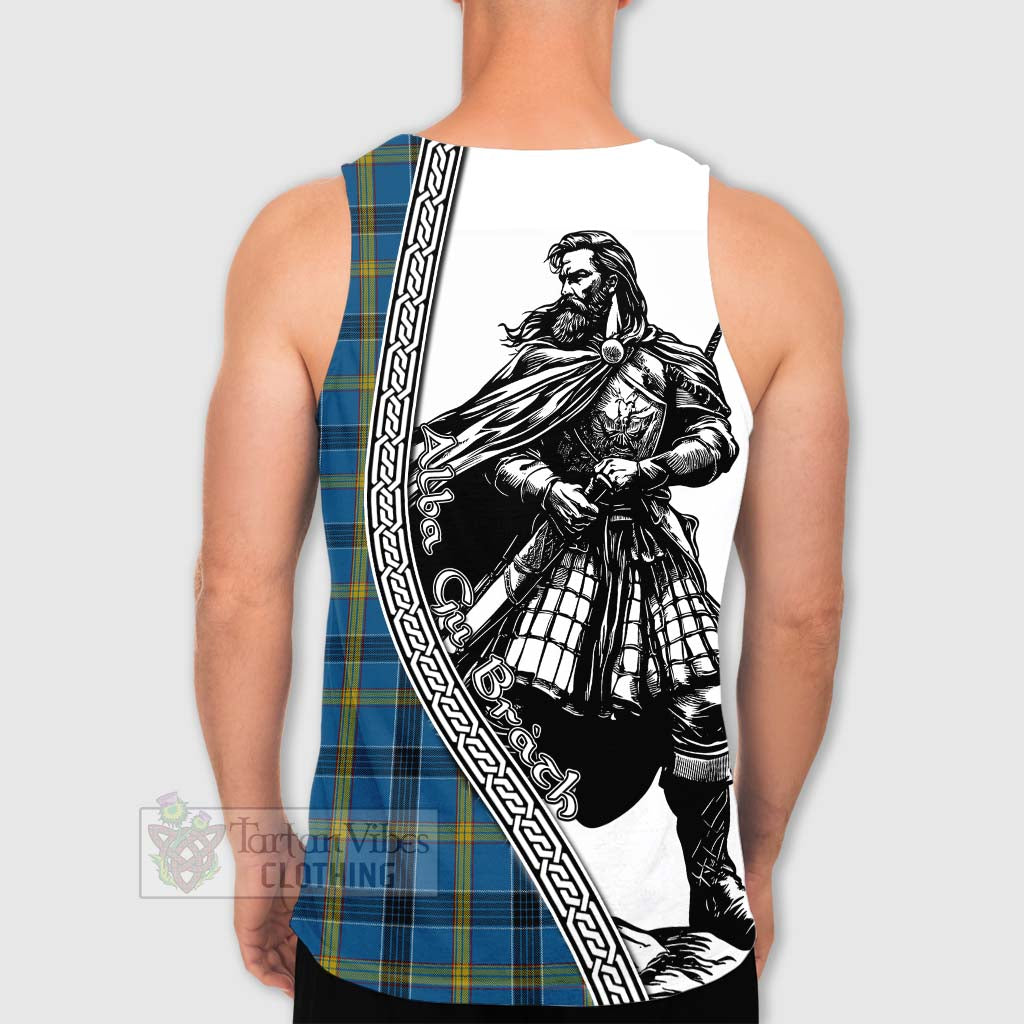 Tartan Vibes Clothing Laing Tartan Clan Crest Men's Tank Top with Highlander Warrior Celtic Style