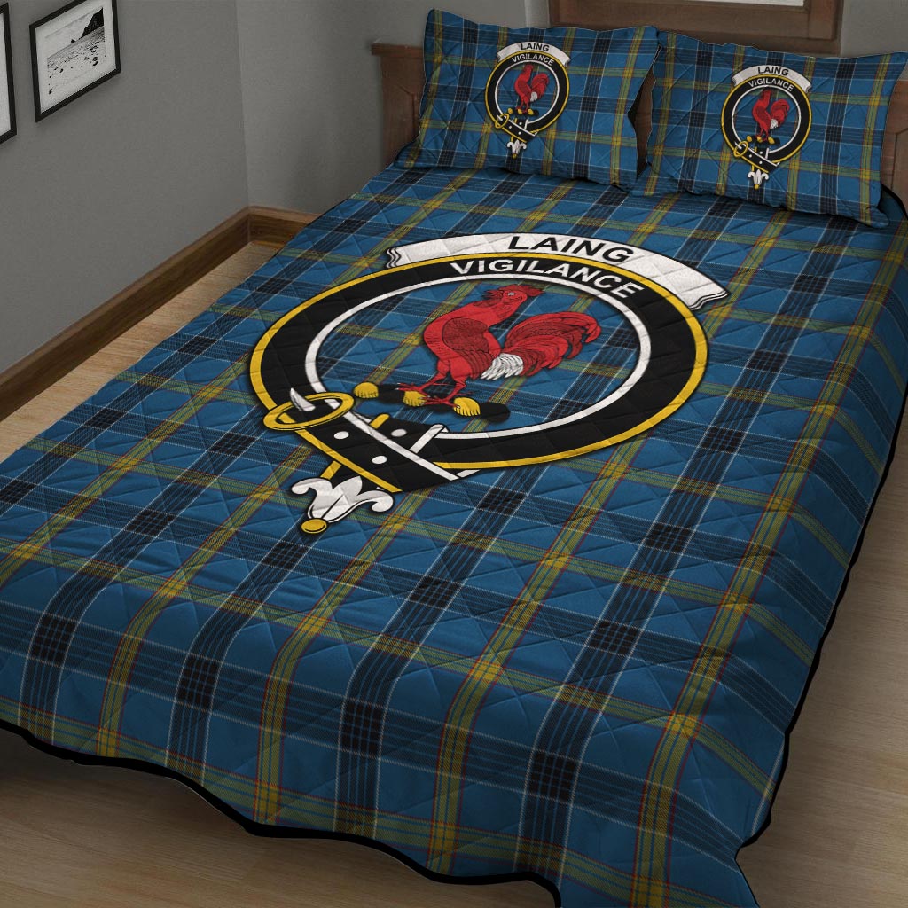 Laing Tartan Quilt Bed Set with Family Crest - Tartanvibesclothing