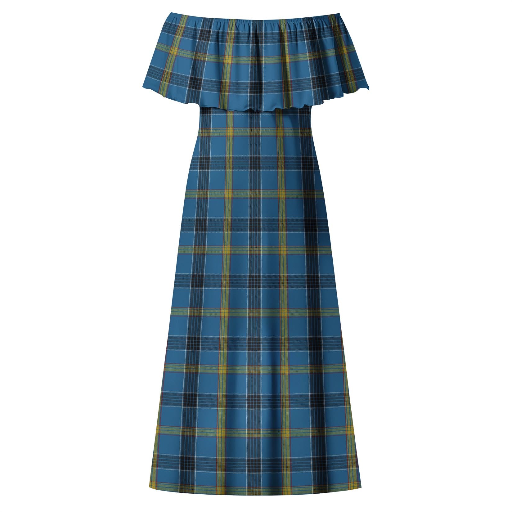 Laing Tartan Off Shoulder Long Dress - Tartanvibesclothing