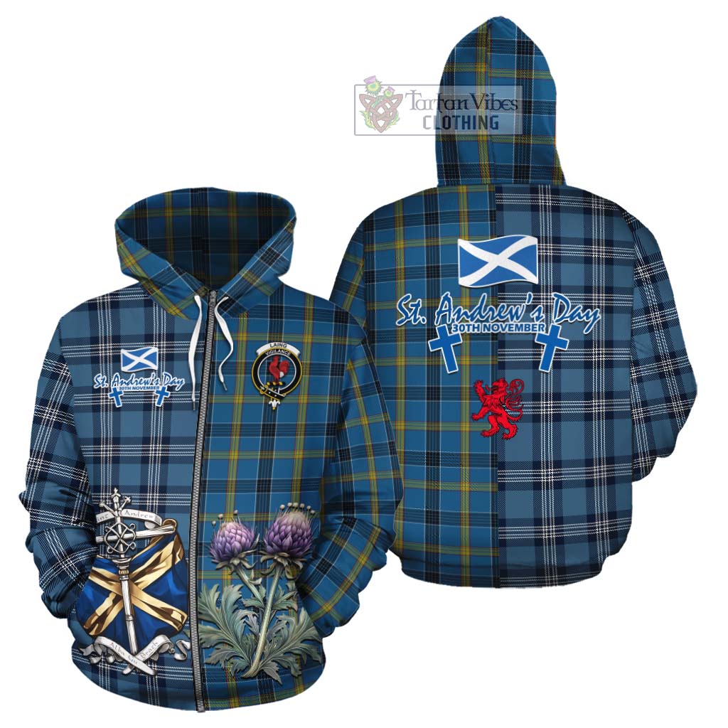 Tartan Vibes Clothing Laing Tartan Cotton Hoodie Happy St. Andrew's Day Half Tartan Style