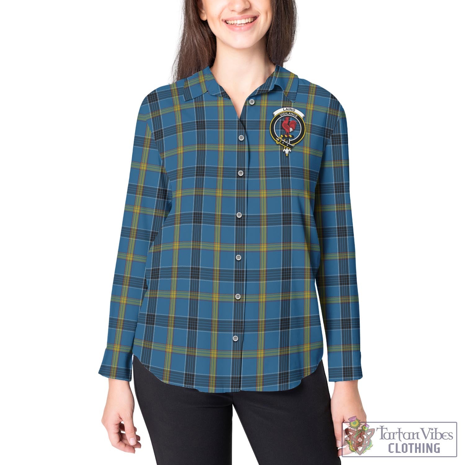 Tartan Vibes Clothing Laing Tartan Womens Casual Shirt with Family Crest