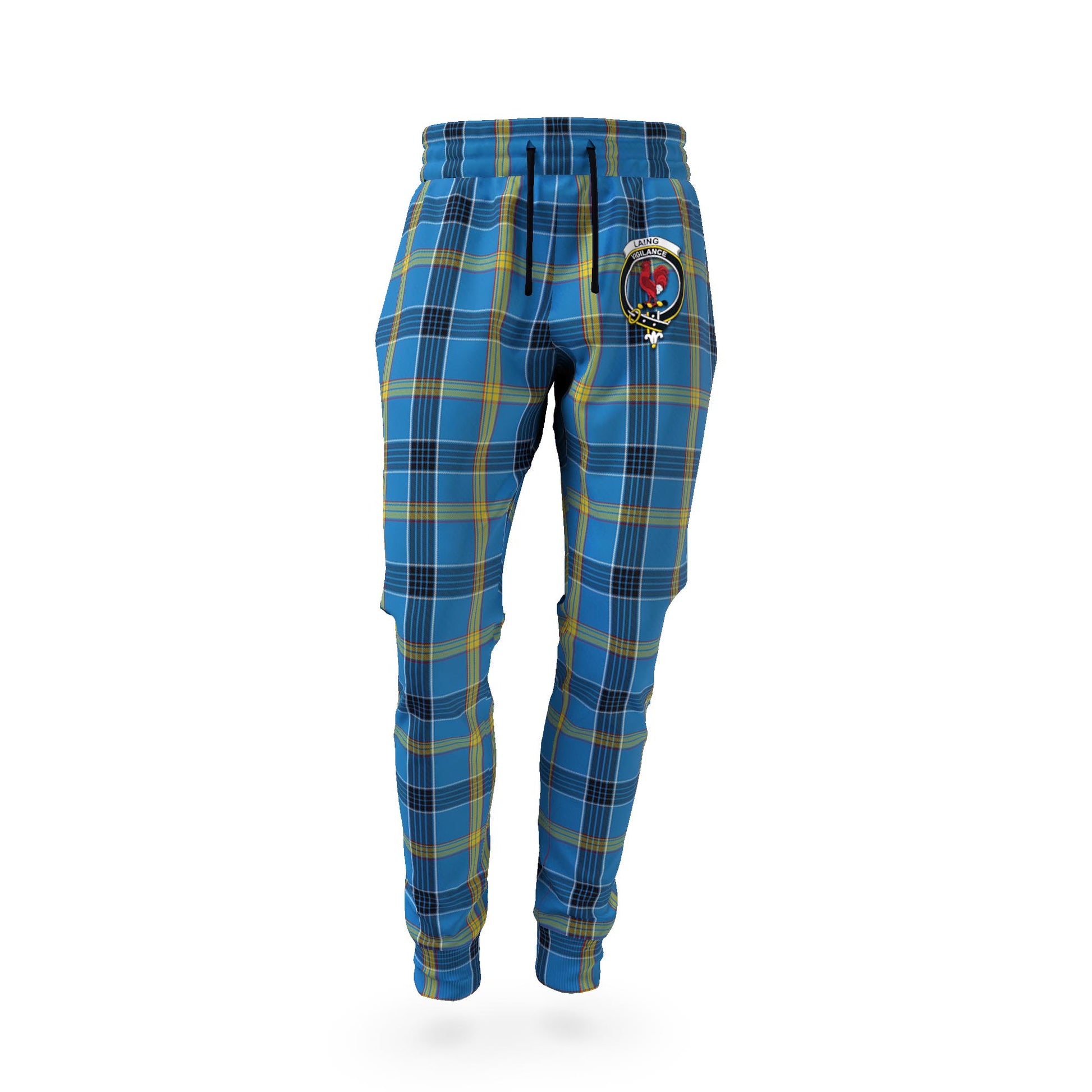 Laing Tartan Joggers Pants with Family Crest - Tartan Vibes Clothing