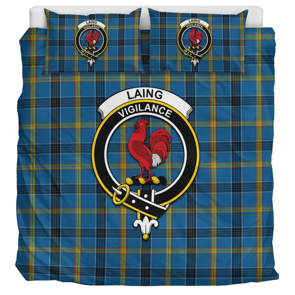 Laing Tartan Bedding Set with Family Crest UK Bedding Set UK Super King 104*94 inch - Tartan Vibes Clothing