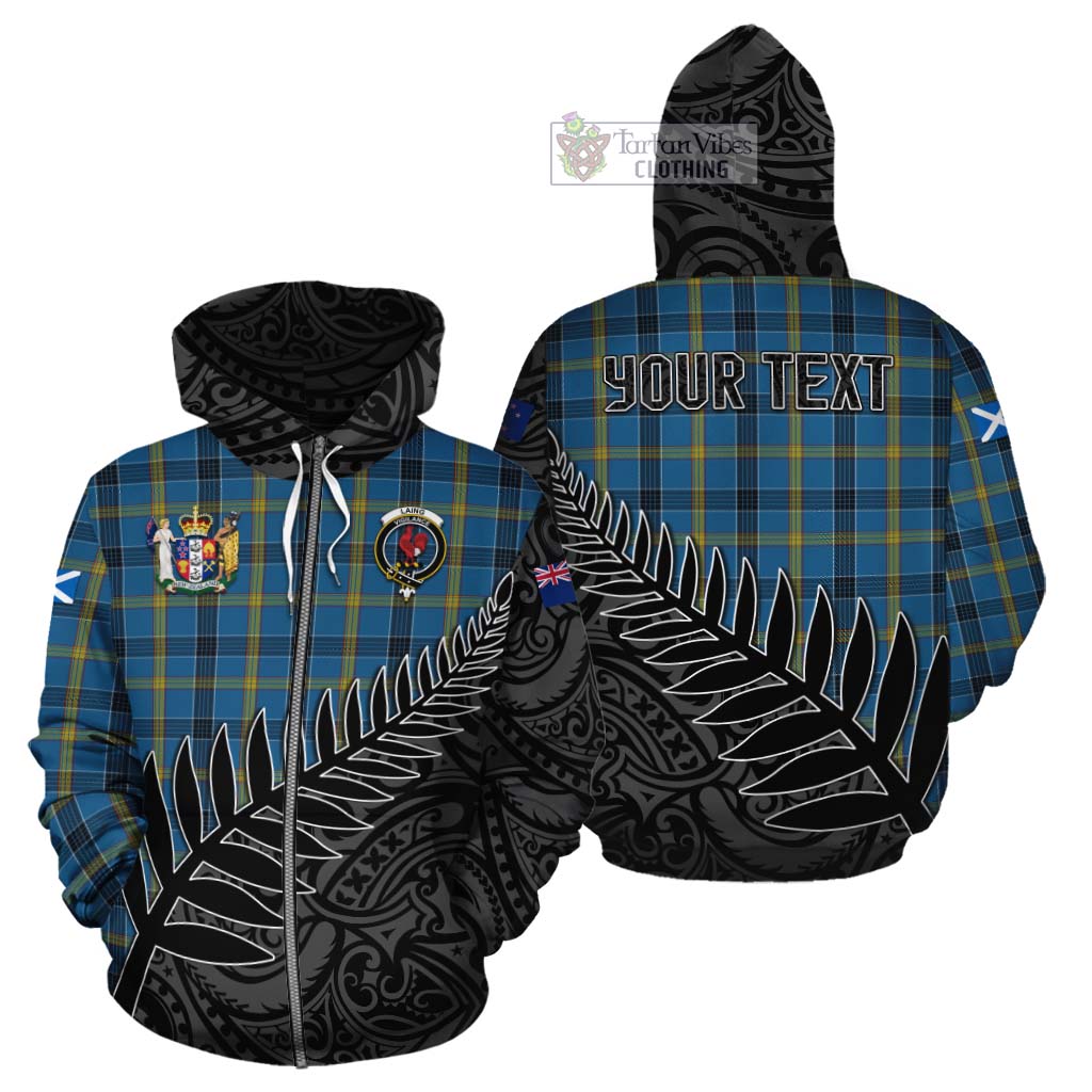 Tartan Vibes Clothing Laing Crest Tartan Cotton Hoodie with New Zealand Silver Fern Half Style