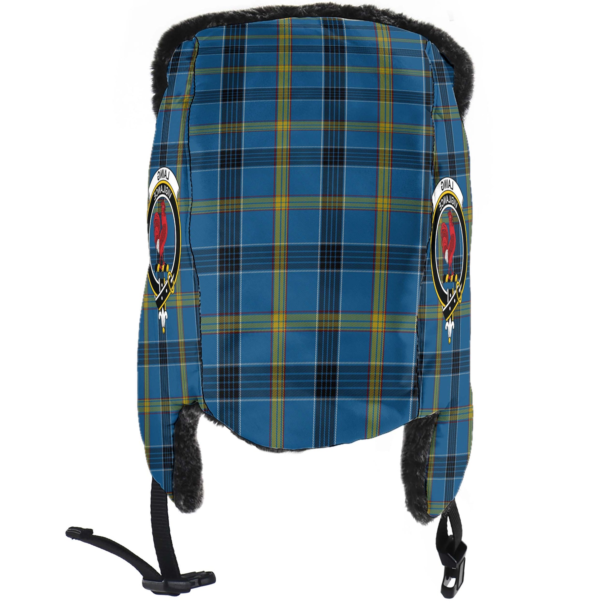 Laing Tartan Winter Trapper Hat with Family Crest - Tartanvibesclothing