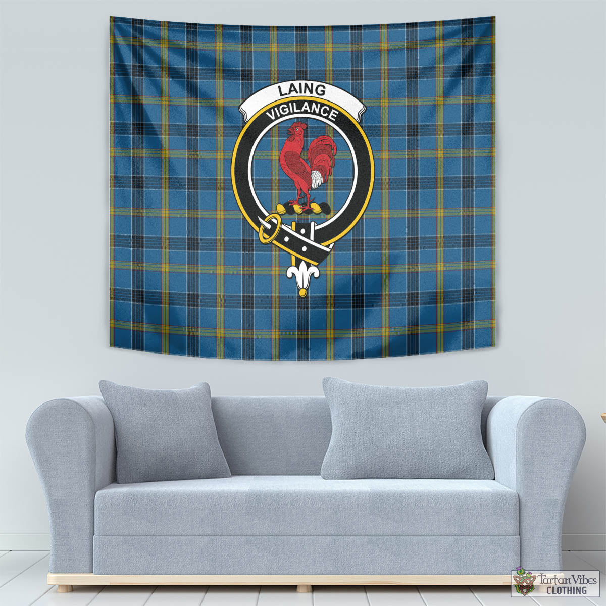 Tartan Vibes Clothing Laing Tartan Tapestry Wall Hanging and Home Decor for Room with Family Crest