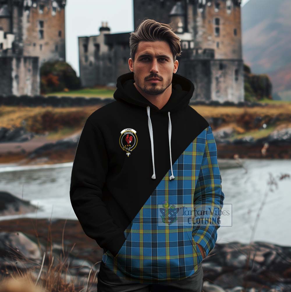 Tartan Vibes Clothing Laing Tartan Cotton Hoodie with Family Crest and Military Logo Style