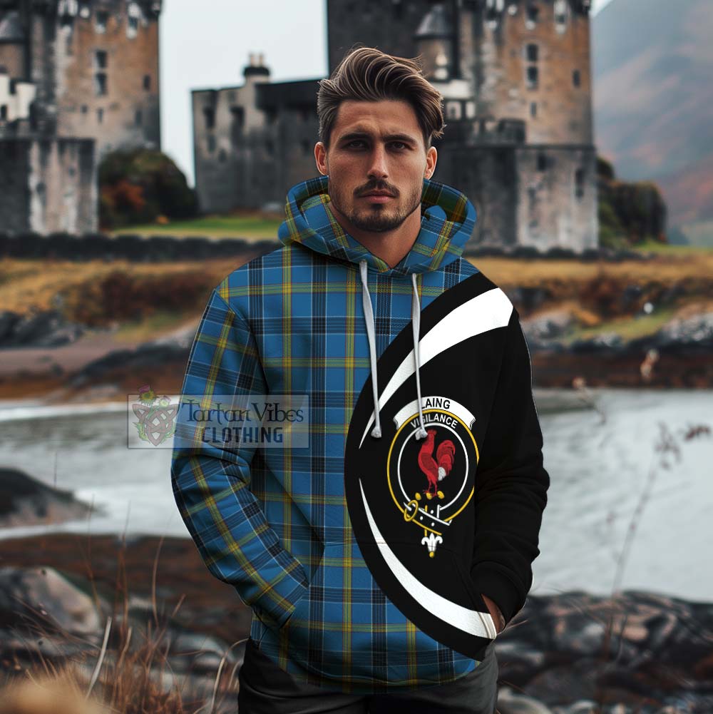 Tartan Vibes Clothing Laing Tartan Cotton Hoodie with Family Crest Circle Style