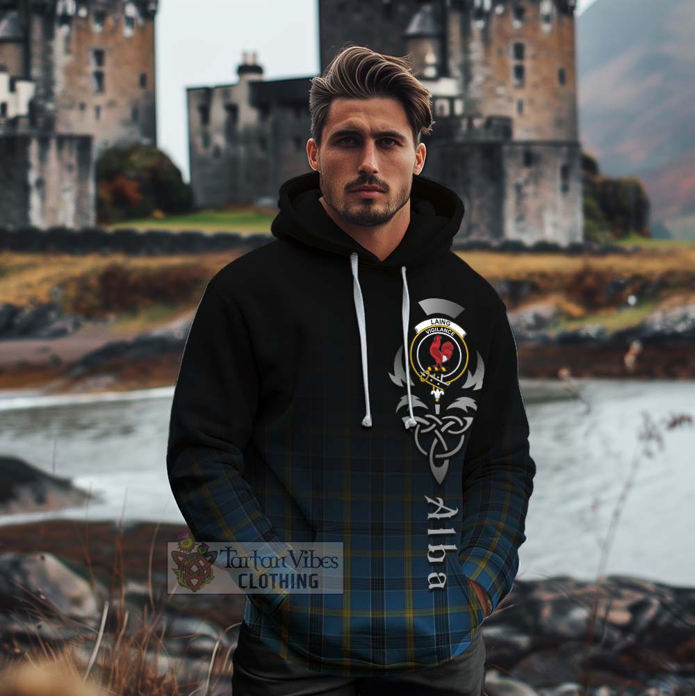 Tartan Vibes Clothing Laing Tartan Cotton Hoodie Featuring Alba Gu Brath Family Crest Celtic Inspired