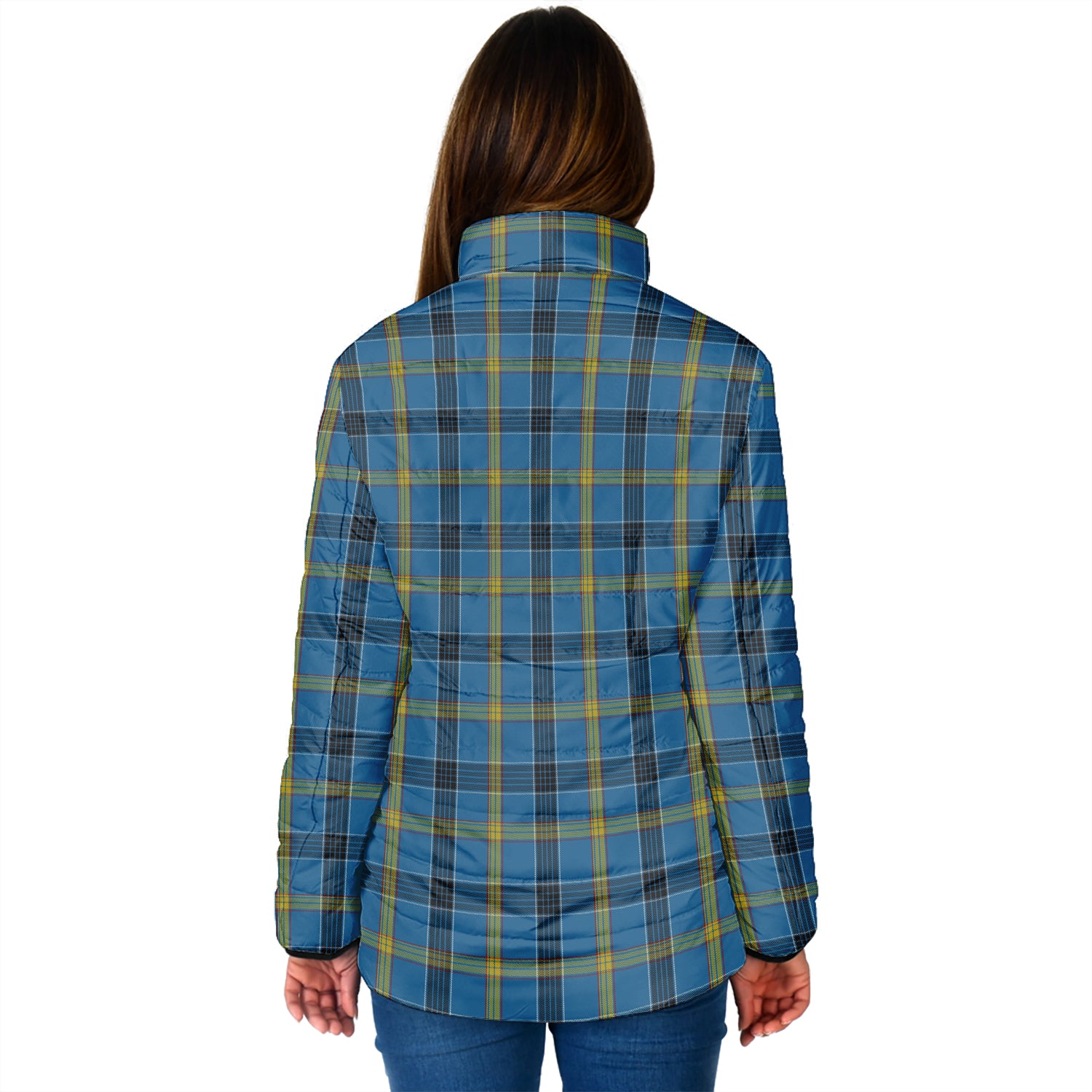 Laing Tartan Padded Jacket with Family Crest - Tartanvibesclothing