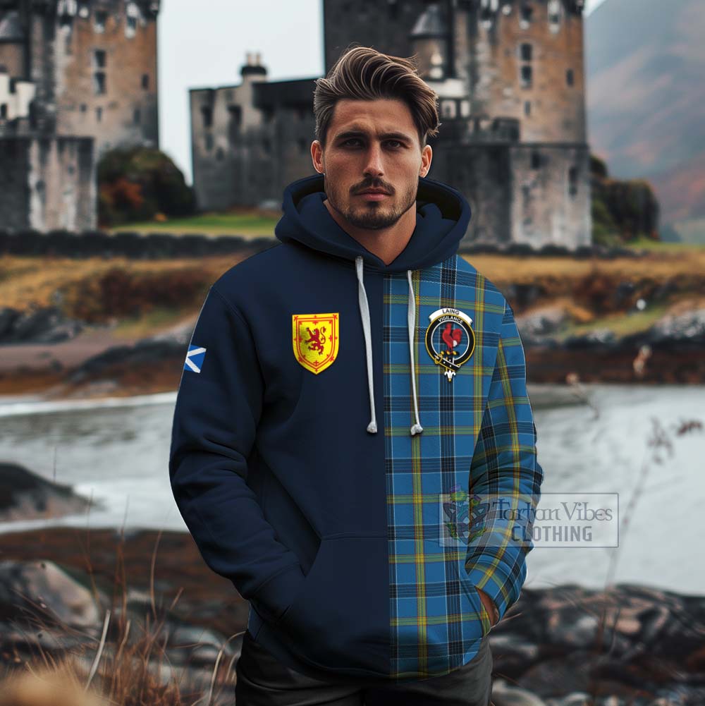 Tartan Vibes Clothing Laing Tartan Cotton Hoodie Alba with Scottish Lion Royal Arm Half Style