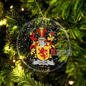 Lalor Irish Clan Christmas Glass Ornament with Coat of Arms