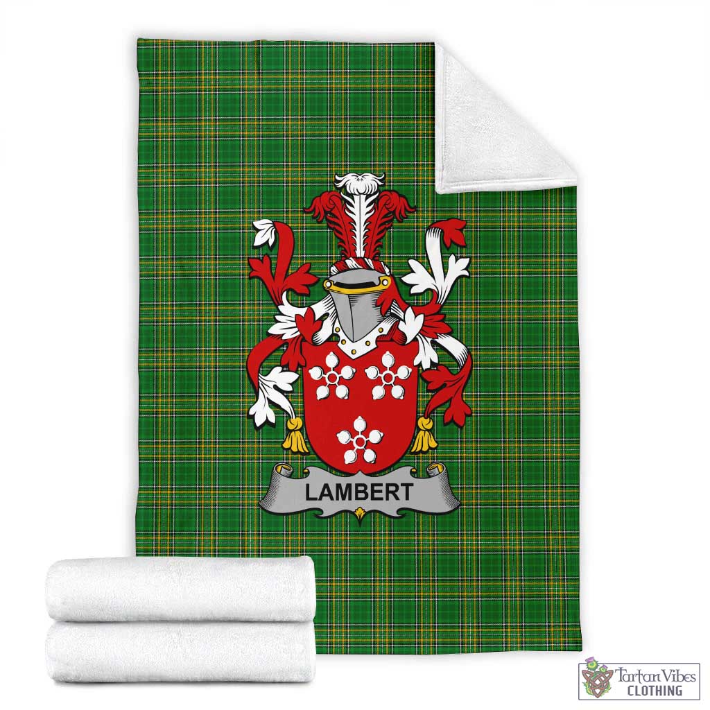 Tartan Vibes Clothing Lambert Irish Clan Tartan Blanket with Coat of Arms