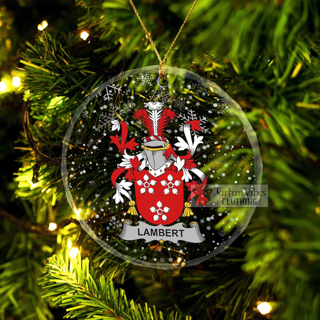 Tartan Vibes Clothing Lambert Irish Clan Christmas Glass Ornament with Coat of Arms