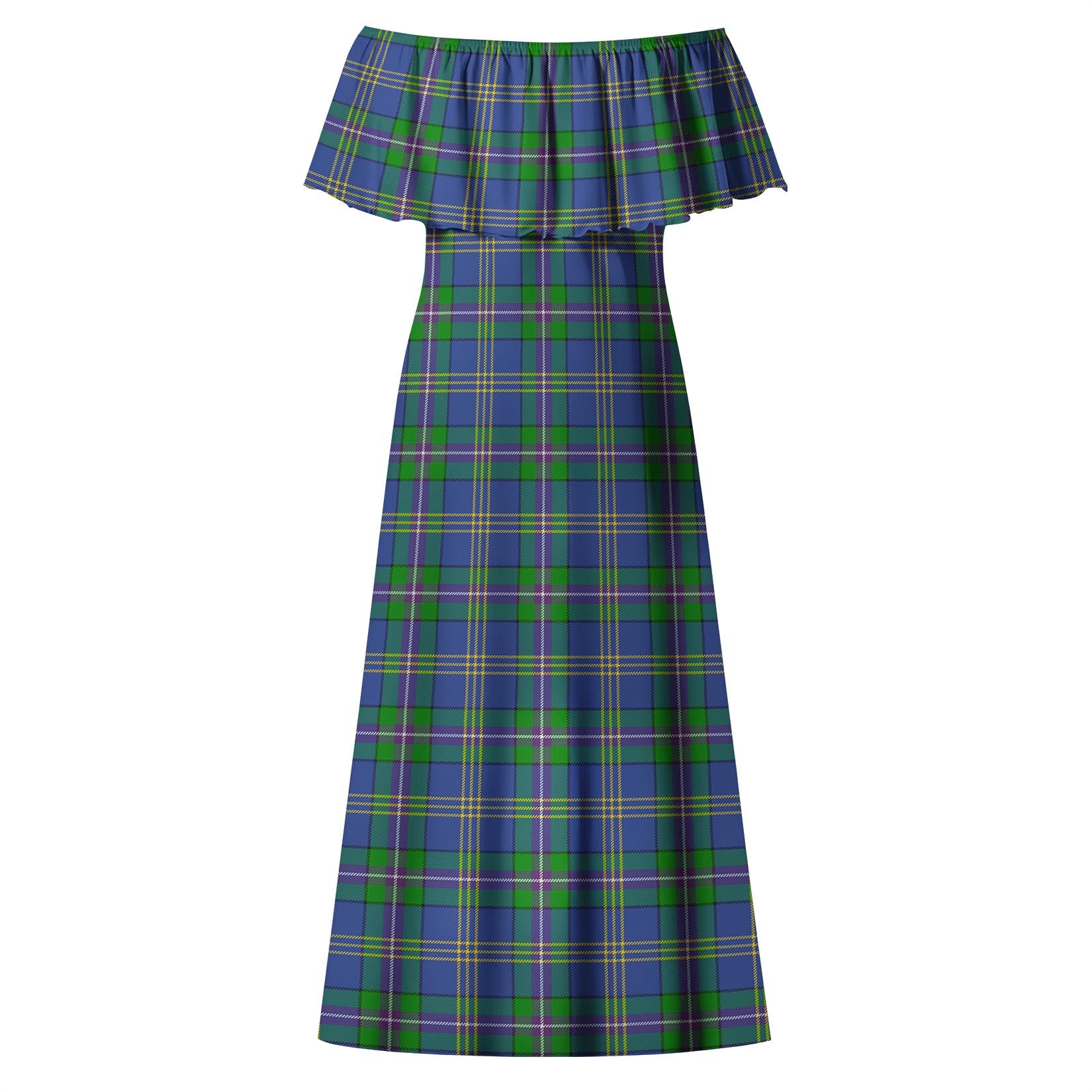 Lambert Tartan Off Shoulder Long Dress - Tartanvibesclothing