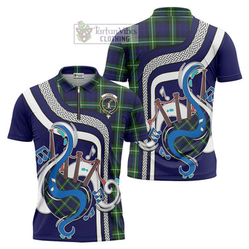 Lammie Tartan Zipper Polo Shirt with Epic Bagpipe Style