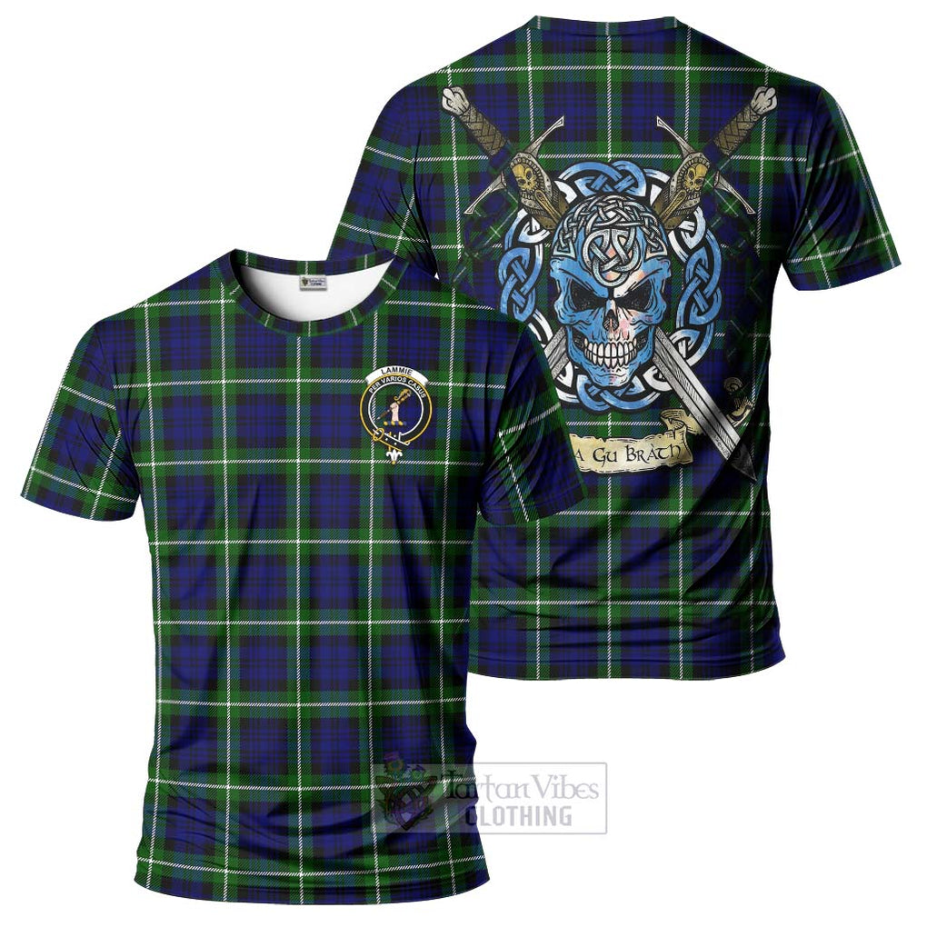 Tartan Vibes Clothing Lammie Tartan T-Shirt with Family Crest Celtic Skull Style