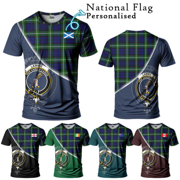 Lammie Tartan T-Shirt with Personalised National Flag and Family Crest Half Style