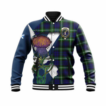 Lammie Tartan Family Crest Baseball Jacket Scottish Thistle Celtic Inspired Unisex - Tartan Vibes Clothing