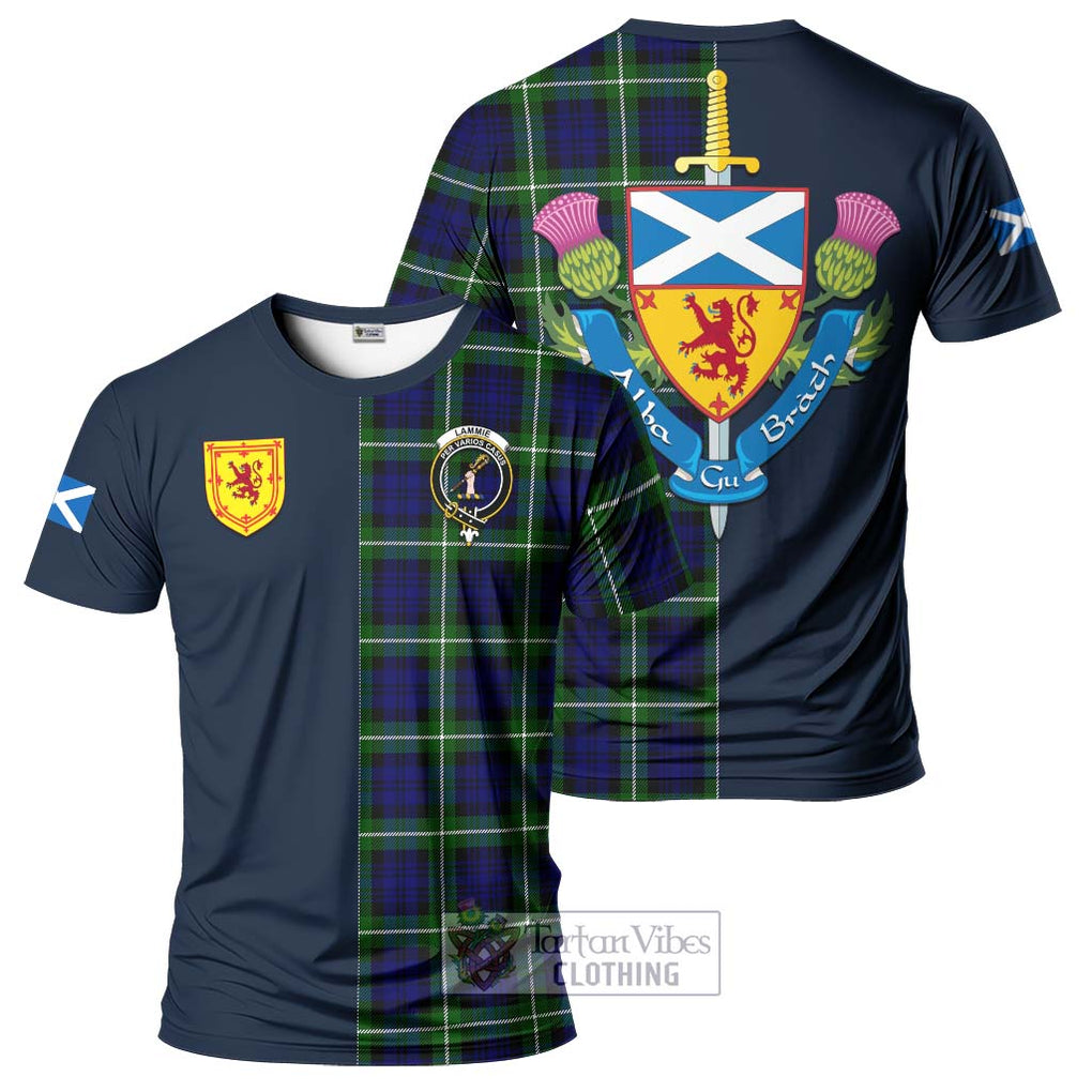 Tartan Vibes Clothing Lammie Tartan T-Shirt Alba with Scottish Lion Royal Arm Half Style