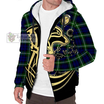 Lammie Tartan Sherpa Hoodie with Family Crest Celtic Wolf Style