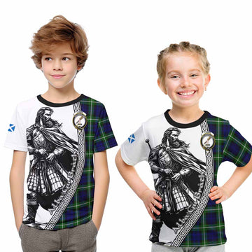 Lammie Tartan Clan Crest Kid T-Shirt with Highlander Warrior Celtic Style