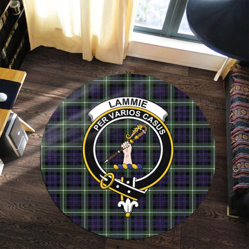 Lammie Tartan Round Rug with Family Crest