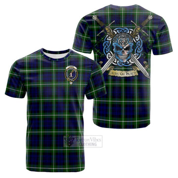 Lammie Tartan Cotton T-shirt with Family Crest Celtic Skull Style