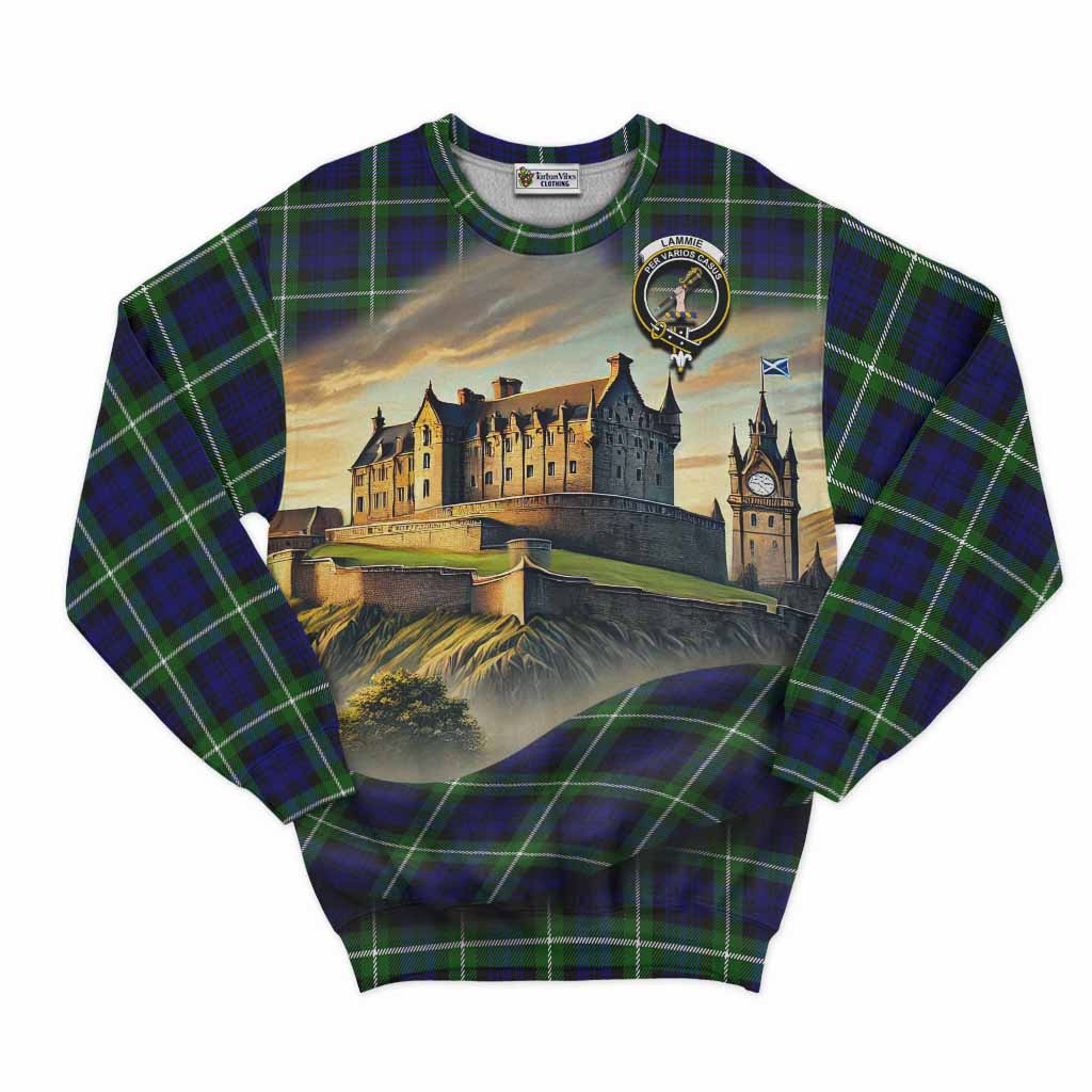 Lammie Tartan Family Crest Sweatshirt with Scottish Ancient Castle Style Unisex - Tartan Vibes Clothing