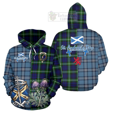 Lammie Tartan Hoodie Happy St. Andrew's Day Half Tartan Style