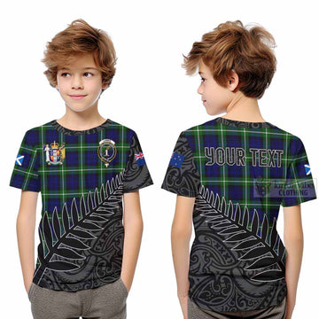 Lammie Crest Tartan Kid T-Shirt with New Zealand Silver Fern Half Style