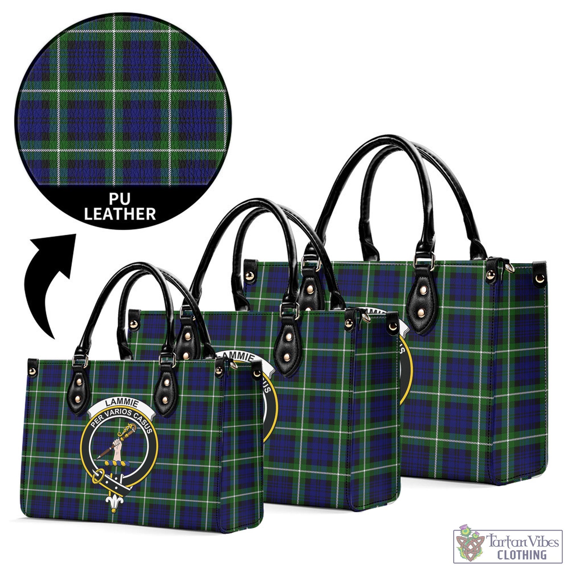 Tartan Vibes Clothing Lammie Tartan Luxury Leather Handbags with Family Crest