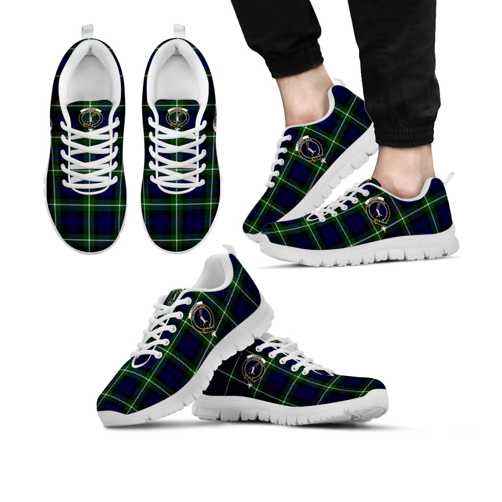 Lammie Tartan Sneakers with Family Crest Kid's Sneakers - Tartan Vibes Clothing