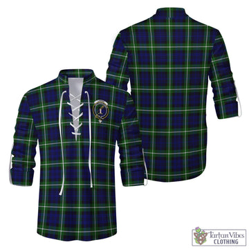 Lammie Tartan Men's Scottish Traditional Jacobite Ghillie Kilt Shirt with Family Crest