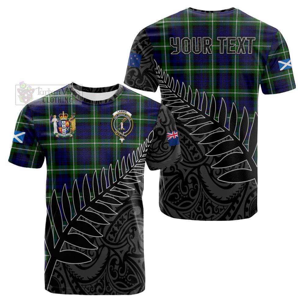 Tartan Vibes Clothing Lammie Crest Tartan Cotton T-shirt with New Zealand Silver Fern Half Style