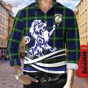 Lammie Tartan Long Sleeve Button Up Shirt with Alba Gu Brath Regal Lion Emblem