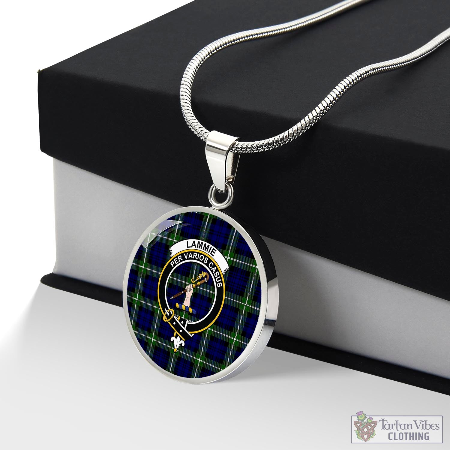 Tartan Vibes Clothing Lammie Tartan Circle Necklace with Family Crest