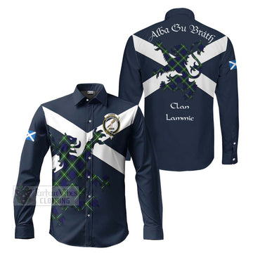 Lammie Tartan Lion Rampant Long Sleeve Button Shirt Proudly Display Your Heritage with Alba Gu Brath and Clan Name Men's Shirt S - Tartan Vibes Clothing