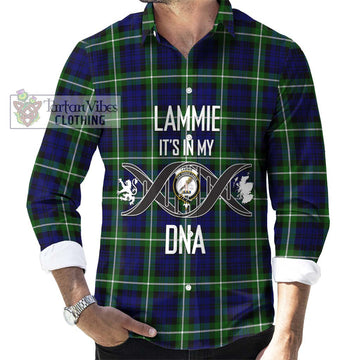 Lammie Tartan Long Sleeve Button Shirt with Family Crest DNA In Me Style