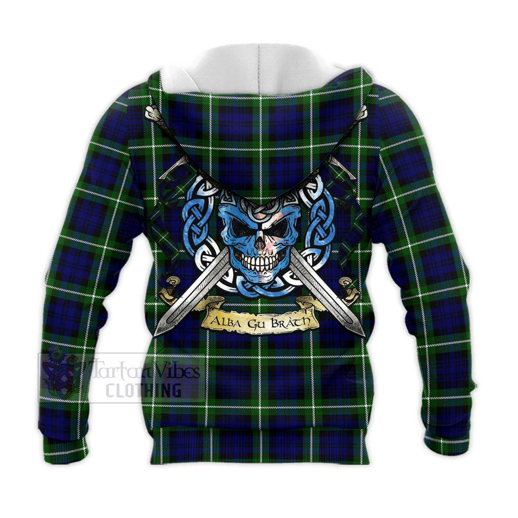 Tartan Vibes Clothing Lammie Tartan Knitted Hoodie with Family Crest Celtic Skull Style