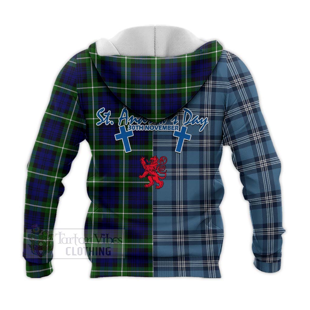 Tartan Vibes Clothing Lammie Tartan Knitted Hoodie Happy St. Andrew's Day Half Tartan Style