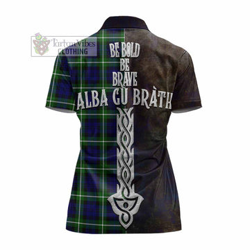 Lammie Tartan Family Crest Women's Polo Shirt Alba Gu Brath Be Brave Lion Ancient Style - Tartan Vibes Clothing